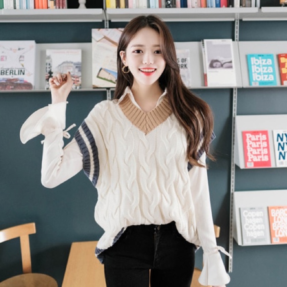 V neck knit vest